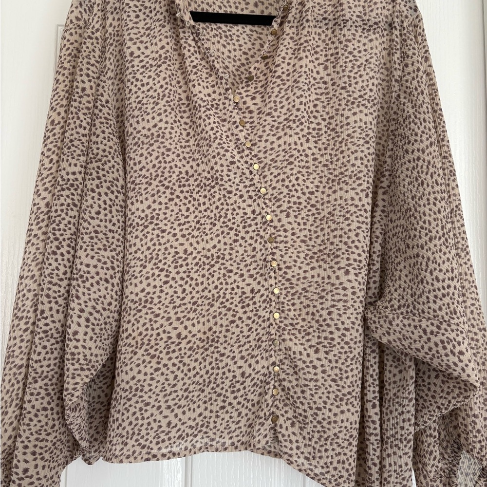 Together Animal Print Blouse with Button Detail